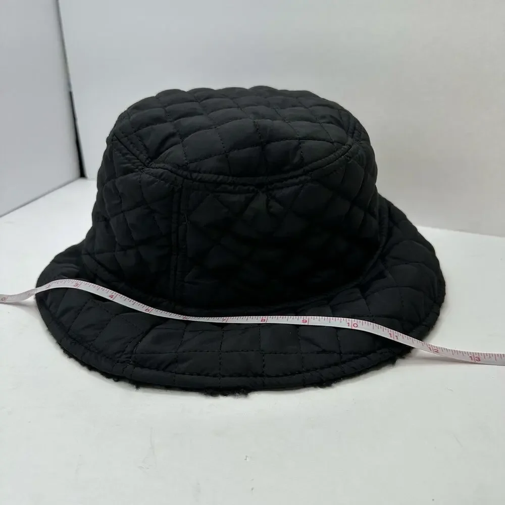Britt’s Knits Après-Ski Reversible Quilted Sherpa Bucket Hat Black NWT